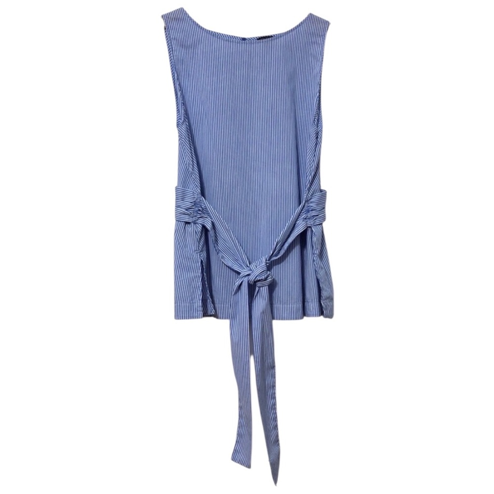 Ann Taylor Petite Striped Tie Waist Sleeveless Top Womens LP